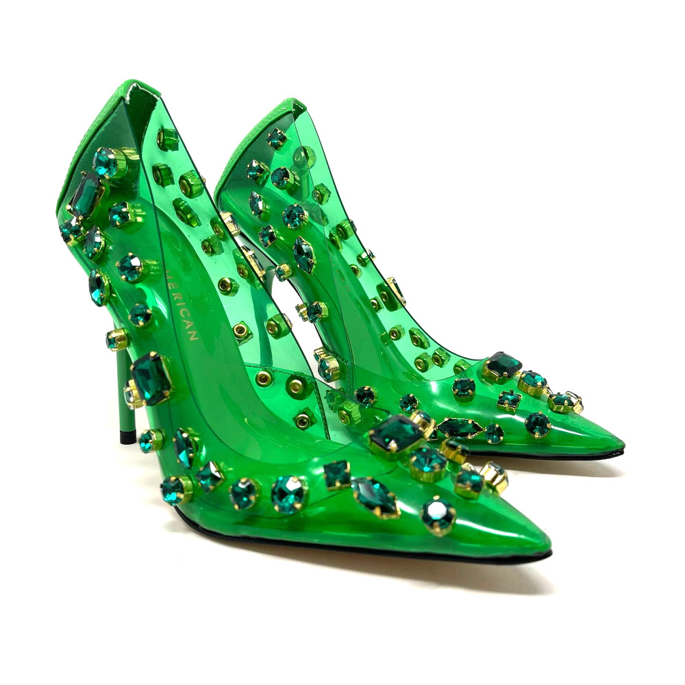 Good‎ American Jeweled Emma Heels Size 11 Summer Green GSH008-X - Picture 9 of 9